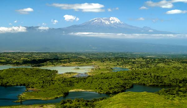 Scenic view of Arusha National Park with Mount Meru